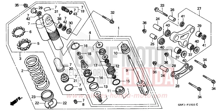 KISSEN, HINTEN von CR80R "große Räder" NEUCLEAR RED (R177) von 1996